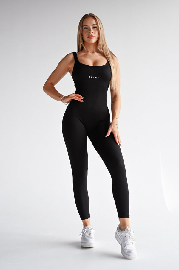 OVERAL RIBBED LONG ELIME ČIERNY