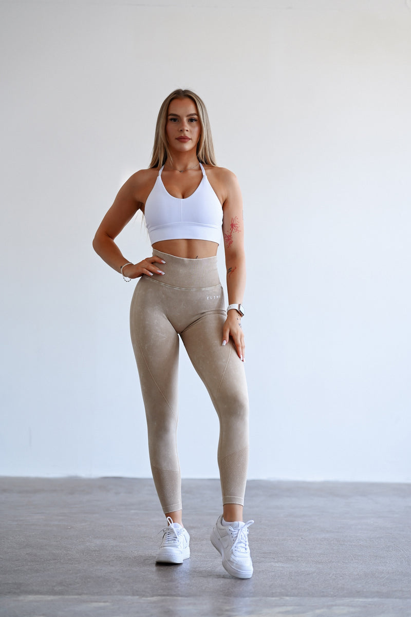 BEZŠVOVÉ LEGÍNY ELIME WASHED PUSH-UP - SCRUNCH BEIGE