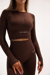 BEZŠVOVÝ TOP ELIME ULTIMATE HNEDÝ