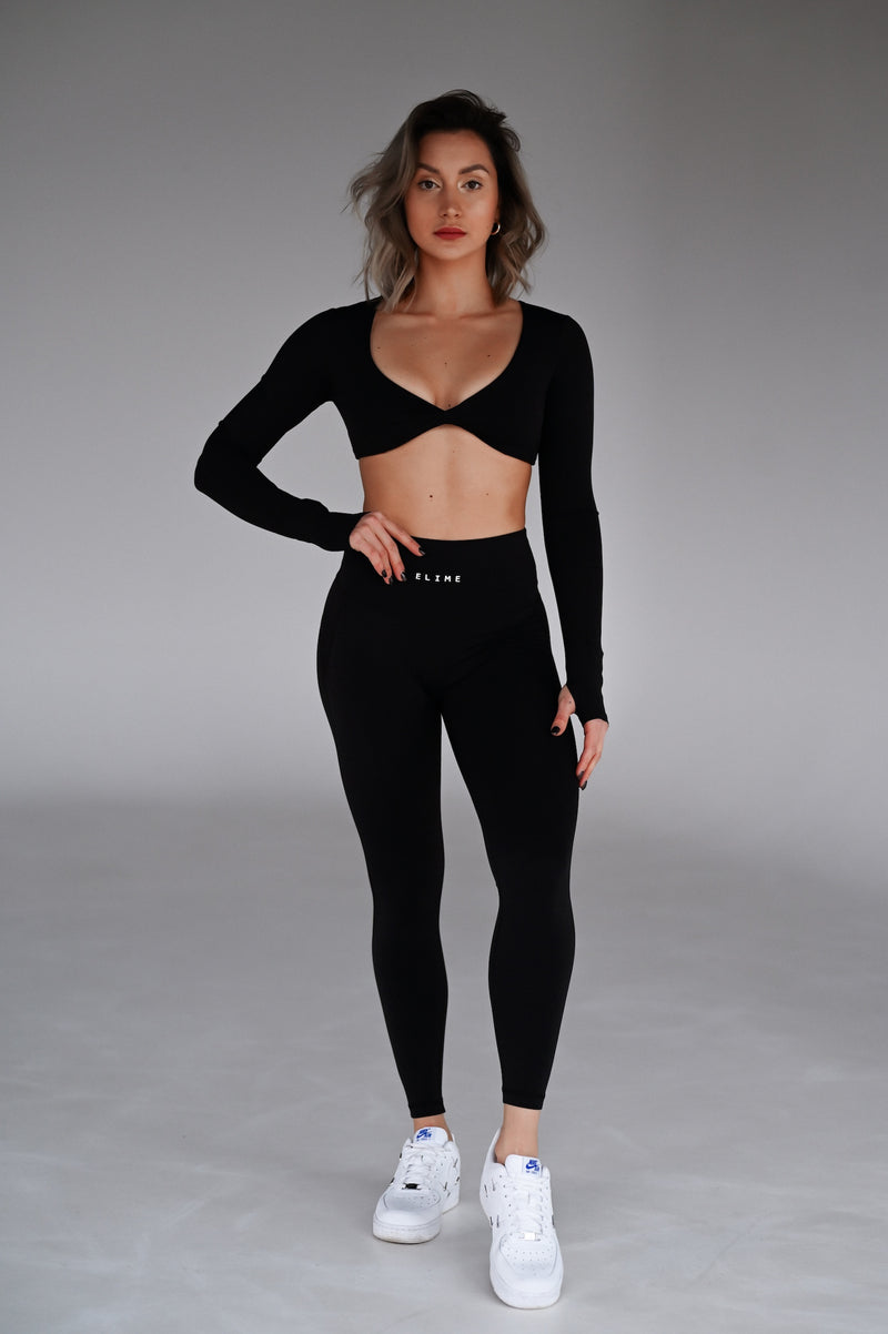 TOP S DLHÝM RUKÁVOM ELIME TWIST ESSENCE - BLACK