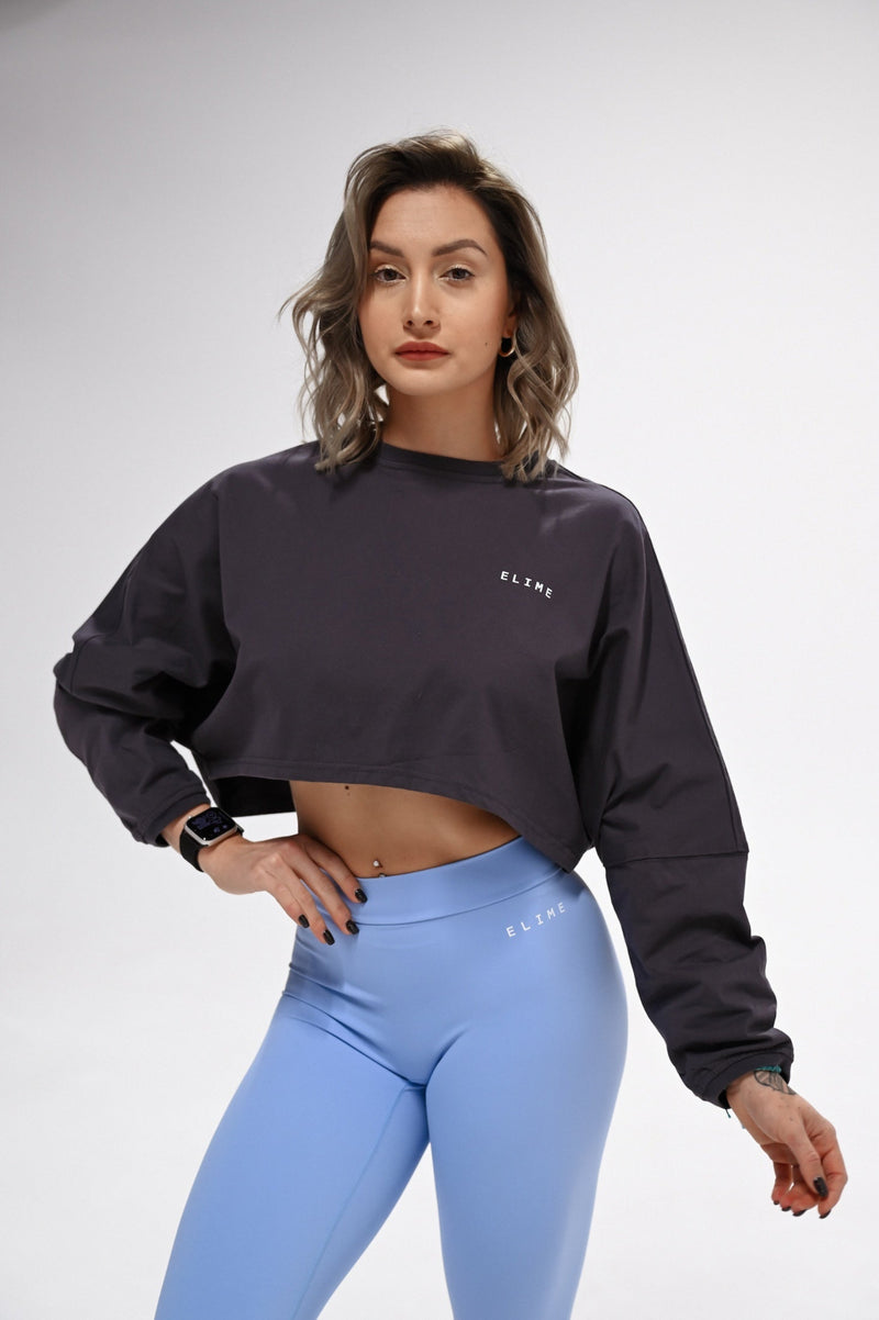 ELIME WIDE CROP-TOP DARK GREY