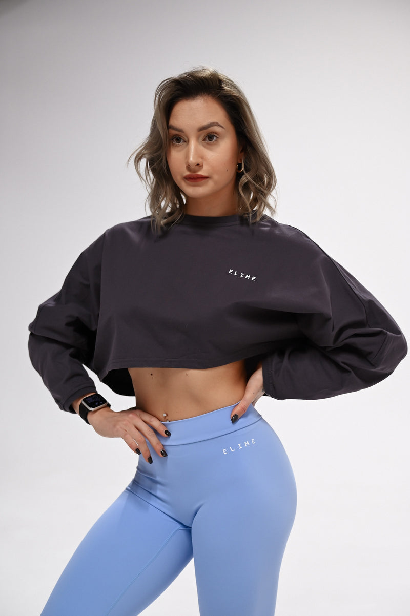 ELIME WIDE CROP-TOP DARK GREY