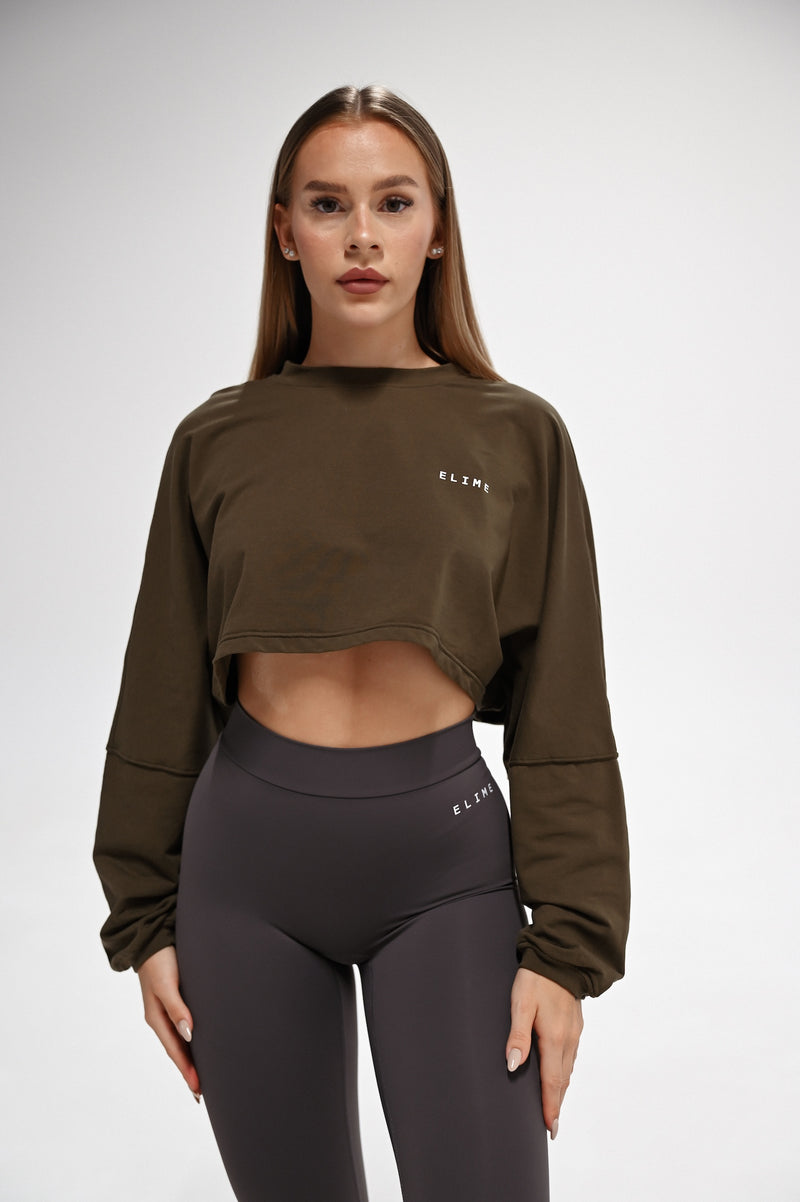 ELIME WIDE CROP-TOP KHAKI