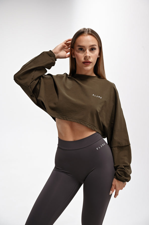ELIME WIDE CROP-TOP KHAKI