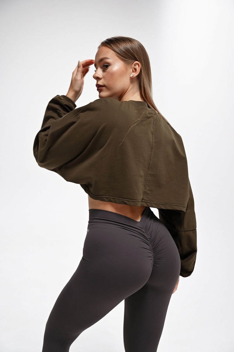 ELIME WIDE CROP-TOP KHAKI