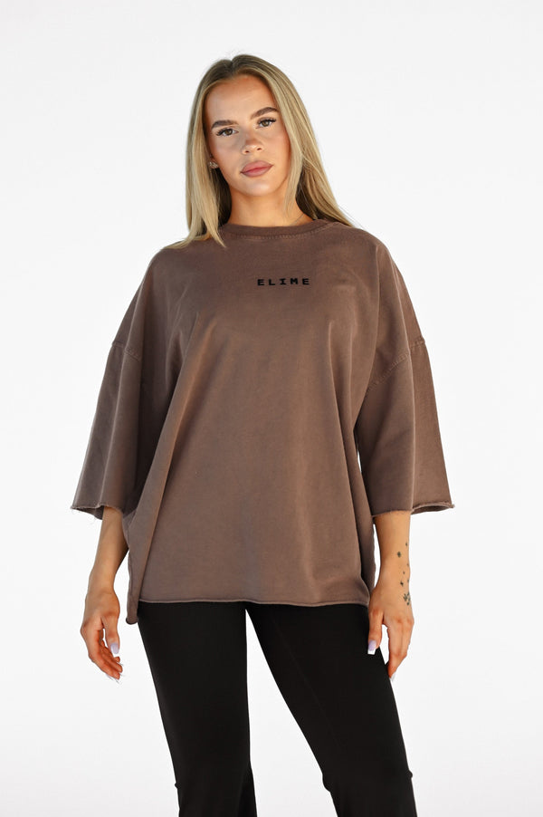 ELIME ESSENTIAL OVERSIZED FIT TRIČKO - BROWN