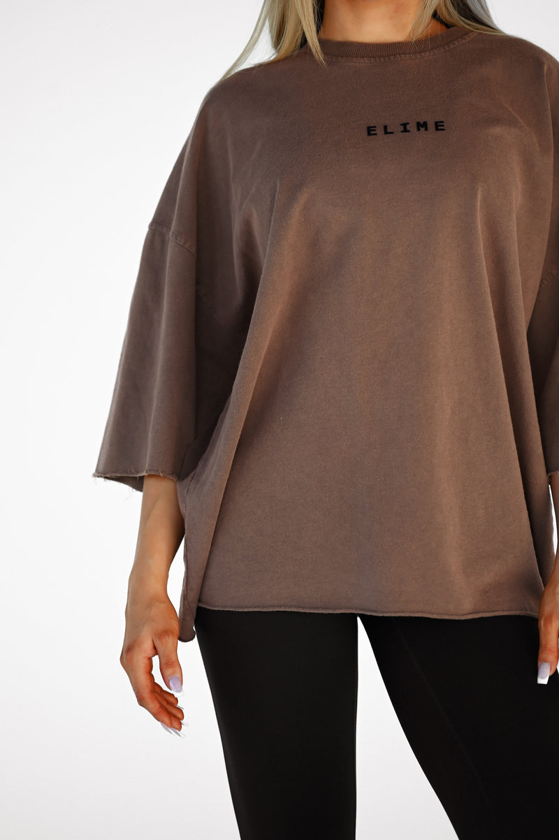 ELIME ESSENTIAL OVERSIZED FIT TRIČKO - BROWN