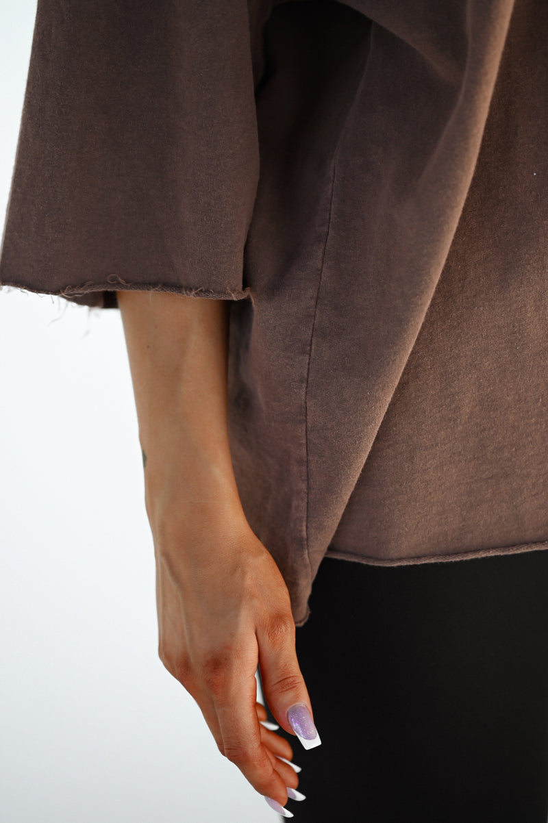 ELIME ESSENTIAL OVERSIZED FIT TRIČKO - BROWN