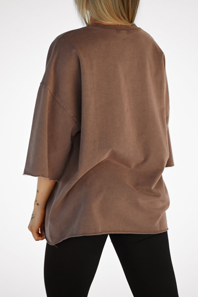 ELIME ESSENTIAL OVERSIZED FIT TRIČKO - BROWN