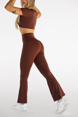 LEGÍNY FLARE MOVE HIGH-WAIST SCRUNCH ELIME BROWN