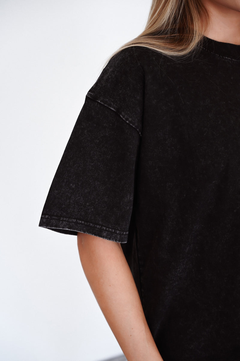 ELIME WASHED PREMIUM HEAVY OVERSIZE TRIČKO - BLACK
