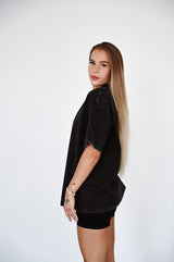 ELIME WASHED PREMIUM HEAVY OVERSIZE TRIČKO - BLACK