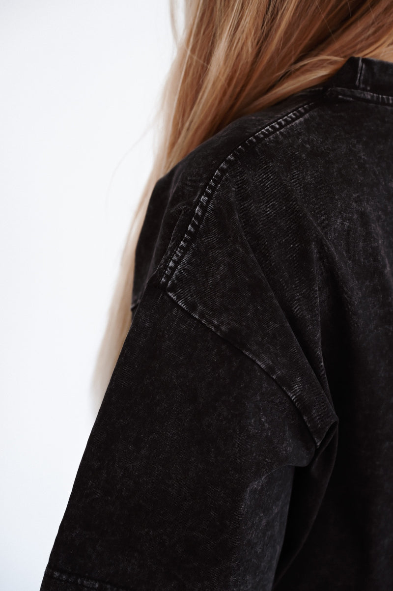 ELIME WASHED PREMIUM HEAVY OVERSIZE TRIČKO - BLACK