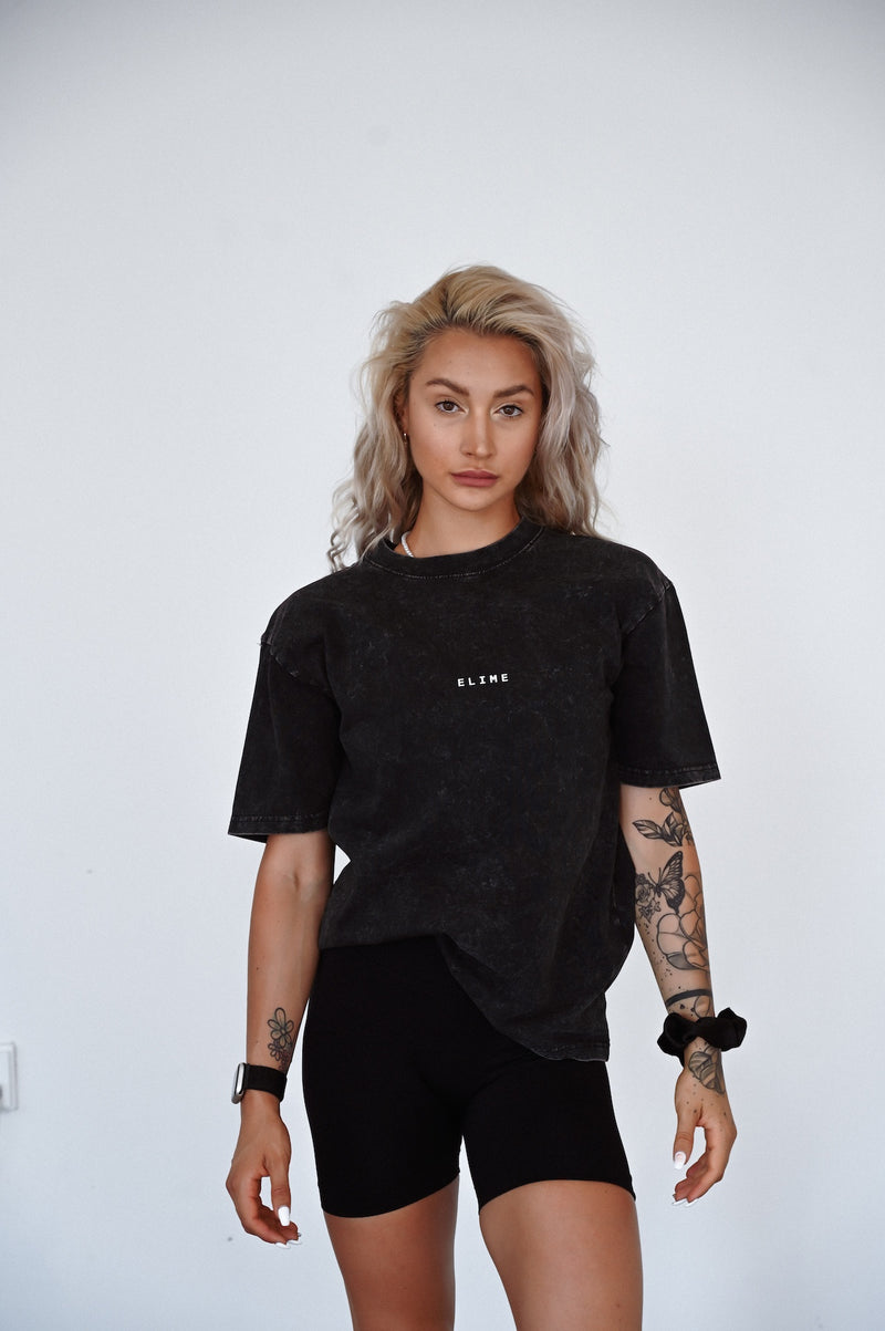 ELIME WASHED PREMIUM HEAVY OVERSIZE TRIČKO - BLACK