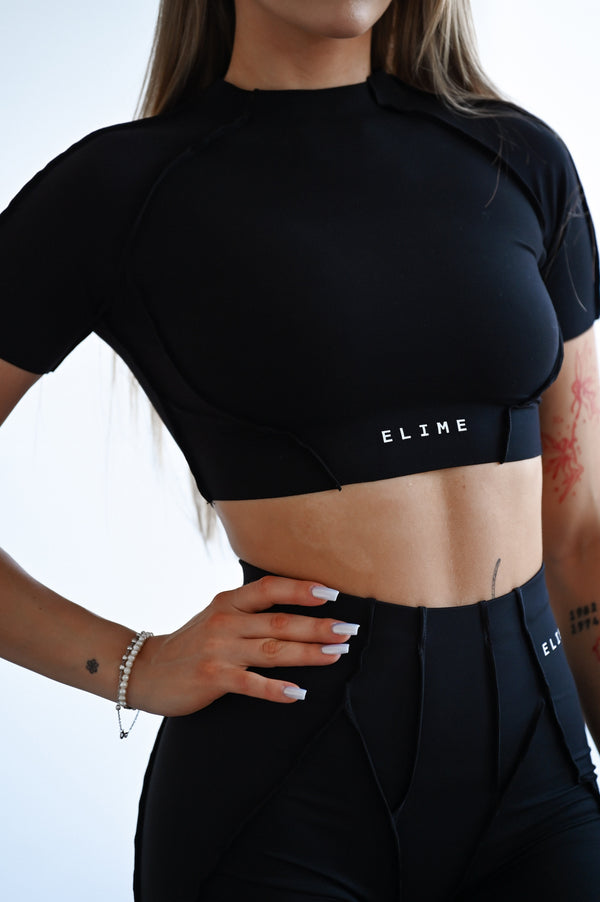 TOP S KRÁTKYM RUKÁVOM PREMIUM SHAPE ELIME BLACK