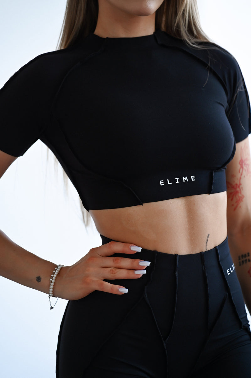 TOP S KRÁTKYM RUKÁVOM PREMIUM SHAPE ELIME BLACK