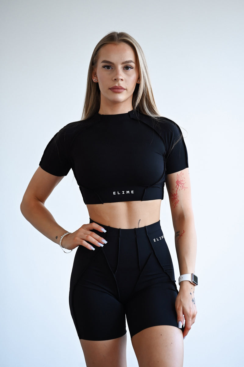 TOP S KRÁTKYM RUKÁVOM PREMIUM SHAPE ELIME BLACK