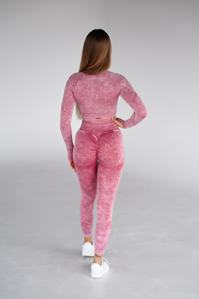 BEZŠVOVÉ LEGÍNY ELIME EVOLVE - SCRUNCH WASHED BORDO
