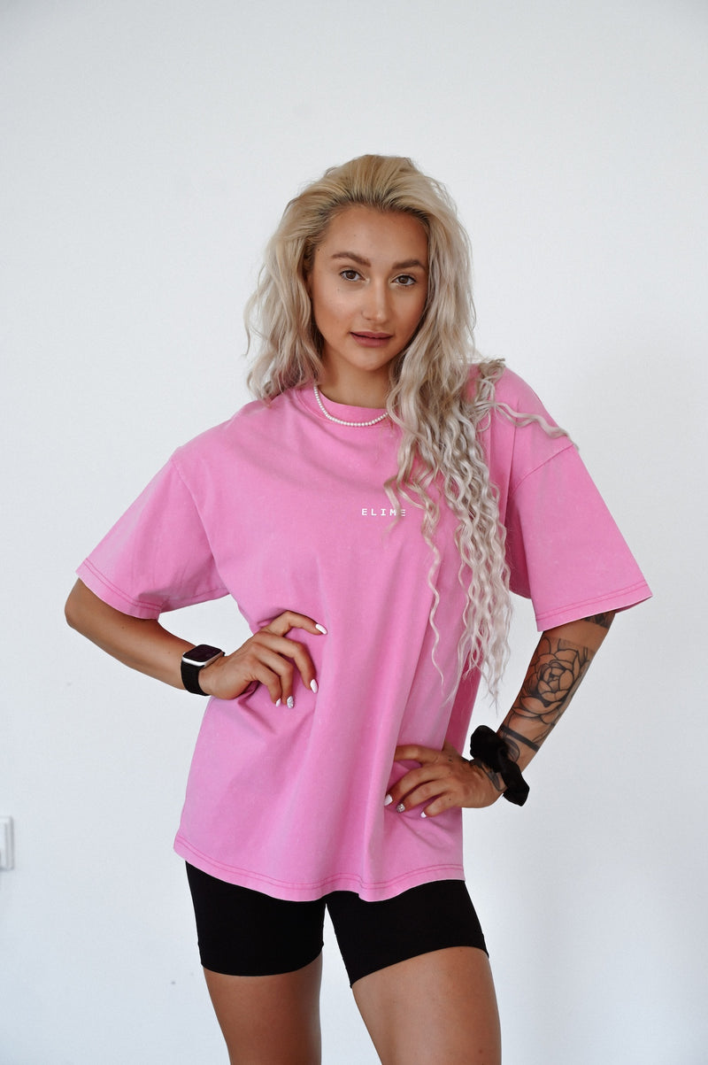 ELIME WASHED PREMIUM HEAVY OVERSIZE TRIČKO - PINK