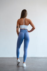 BEZŠVOVÉ LEGÍNY ELIME WASHED PUSH-UP - SCRUNCH SKY BLUE