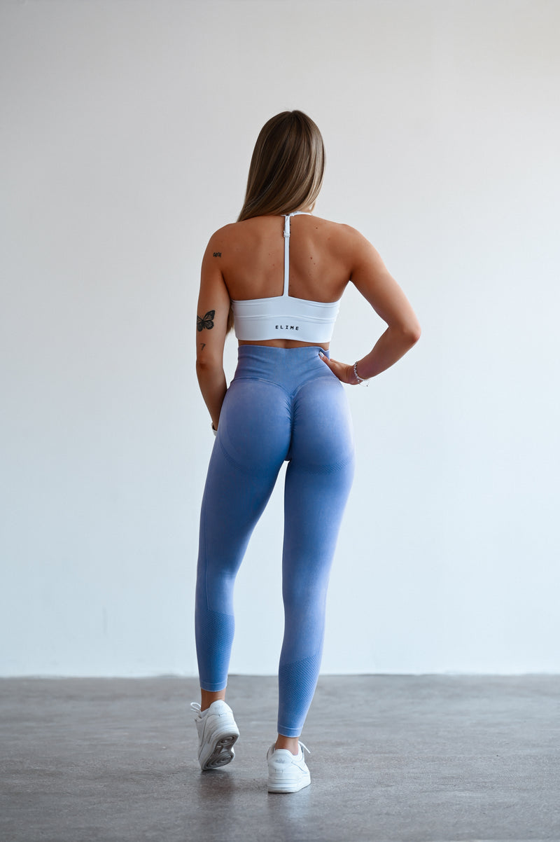 BEZŠVOVÉ LEGÍNY ELIME WASHED PUSH-UP - SCRUNCH SKY BLUE