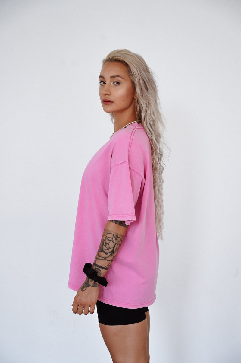 ELIME WASHED PREMIUM HEAVY OVERSIZE TRIČKO - PINK