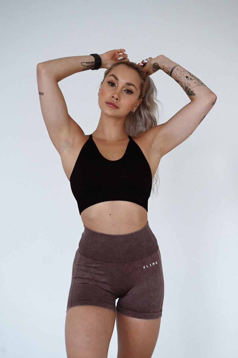 BEZŠVOVÉ ŠORTKY EVOLVE ELIME - SCRUNCH WASHED BROWN