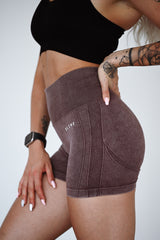 BEZŠVOVÉ ŠORTKY EVOLVE ELIME - SCRUNCH WASHED BROWN