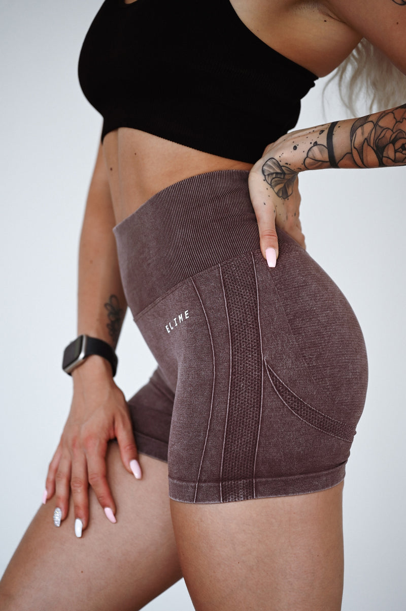 BEZŠVOVÉ ŠORTKY EVOLVE ELIME - SCRUNCH WASHED BROWN