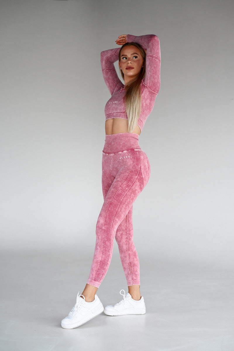 BEZŠVOVÉ LEGÍNY ELIME EVOLVE - SCRUNCH WASHED BORDO