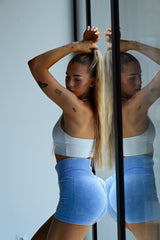 BEZŠVOVÉ ŠORTKY EVOLVE ELIME - SCRUNCH WASHED BLUE