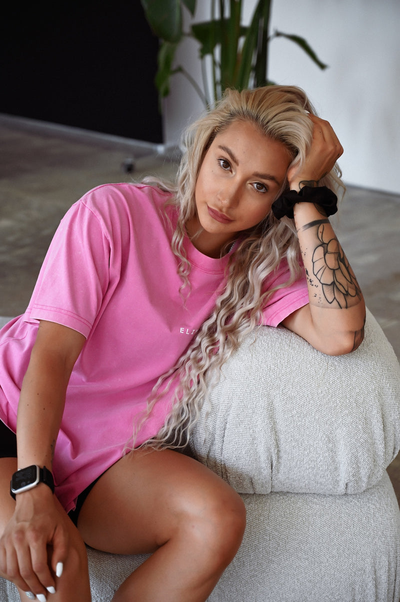 ELIME WASHED PREMIUM HEAVY OVERSIZE TRIČKO - PINK