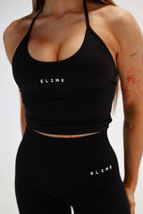 SECOND SKIN TIE-NECK TOP ELIME BLACK