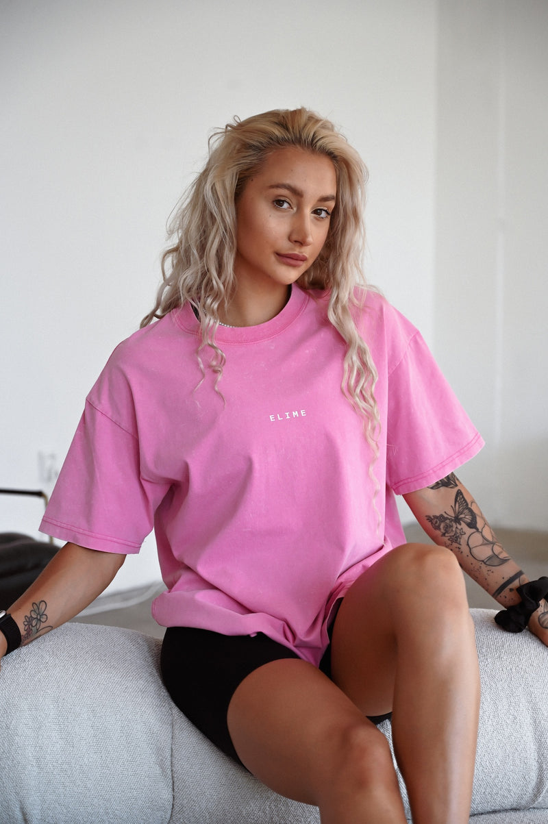 ELIME WASHED PREMIUM HEAVY OVERSIZE TRIČKO - PINK