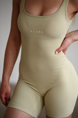 OVERAL RIBBED SHORT ELIME BEIGE