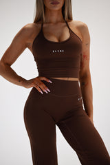 SECOND SKIN TIE-NECK TOP ELIME BROWN