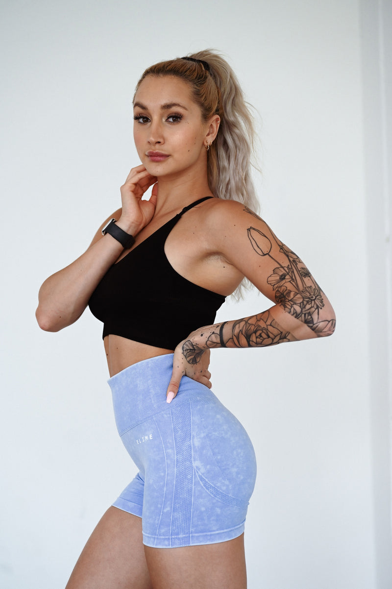 BEZŠVOVÉ ŠORTKY EVOLVE ELIME - SCRUNCH WASHED BLUE