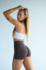 BEZŠVOVÉ ŠORTKY EVOLVE ELIME - SCRUNCH WASHED BROWN