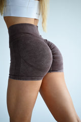 BEZŠVOVÉ ŠORTKY EVOLVE ELIME - SCRUNCH WASHED BROWN