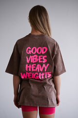 ELIME VIBES WASHED PREMIUM HEAVY OVERSIZE TRIČKO - BROWN