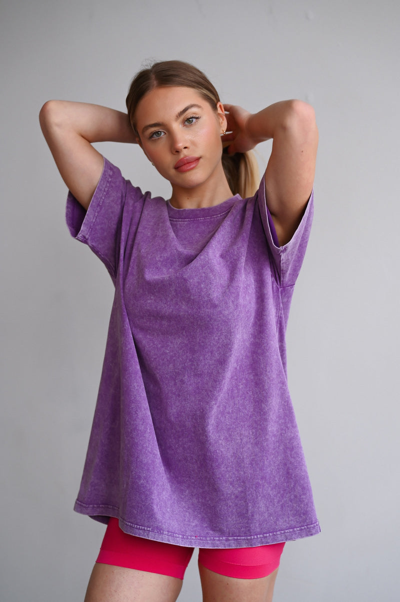 TRAINING CLUB WASHED PREMIUM HEAVY OVERSIZE TRIČKO - PURPLE