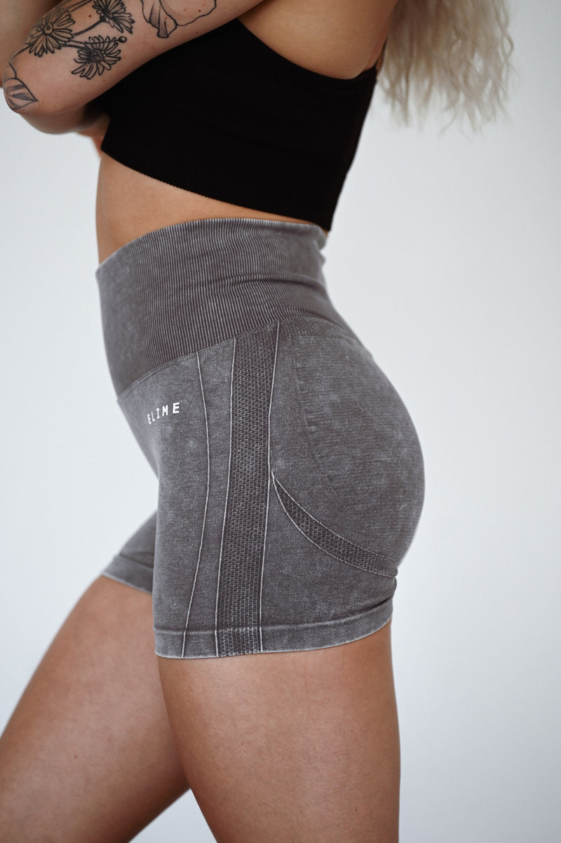 BEZŠVOVÉ ŠORTKY EVOLVE ELIME - SCRUNCH WASHED DARK GREY