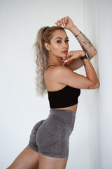 BEZŠVOVÉ ŠORTKY EVOLVE ELIME - SCRUNCH WASHED DARK GREY