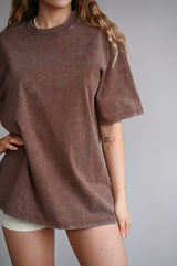 TRAINING CLUB WASHED PREMIUM HEAVY OVERSIZE TRIČKO - BROWN