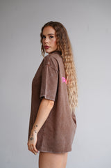 TRAINING CLUB WASHED PREMIUM HEAVY OVERSIZE TRIČKO - BROWN