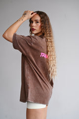 TRAINING CLUB WASHED PREMIUM HEAVY OVERSIZE TRIČKO - BROWN