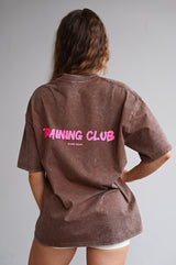 TRAINING CLUB WASHED PREMIUM HEAVY OVERSIZE TRIČKO - BROWN