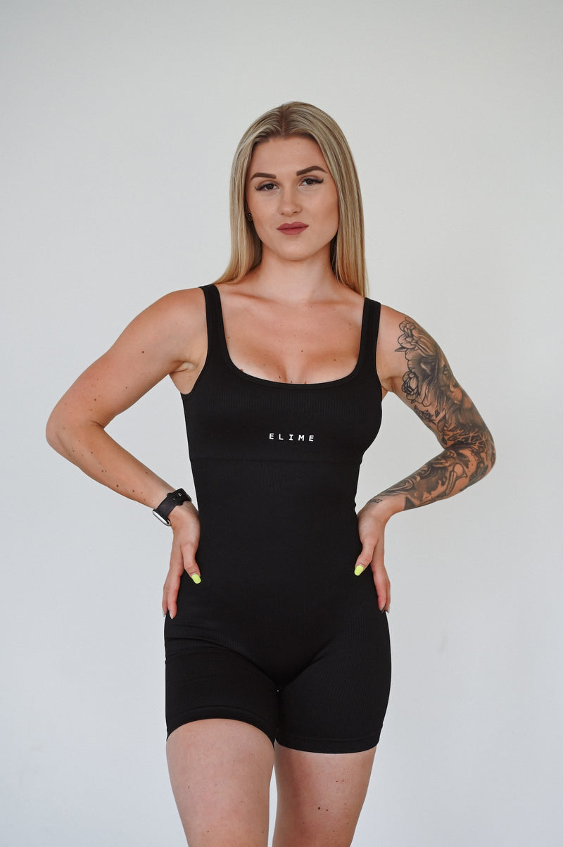 OVERAL RIBBED SHORT ELIME ČIERNY