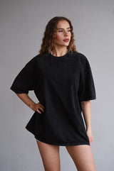 ELIME VIBES WASHED PREMIUM HEAVY OVERSIZE TRIČKO - BLACK