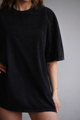 ELIME VIBES WASHED PREMIUM HEAVY OVERSIZE TRIČKO - BLACK